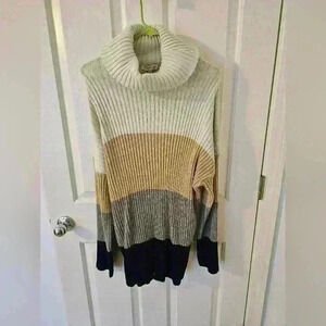 Lucy Avenue Navy Brown and Beige Sweater Size XXL